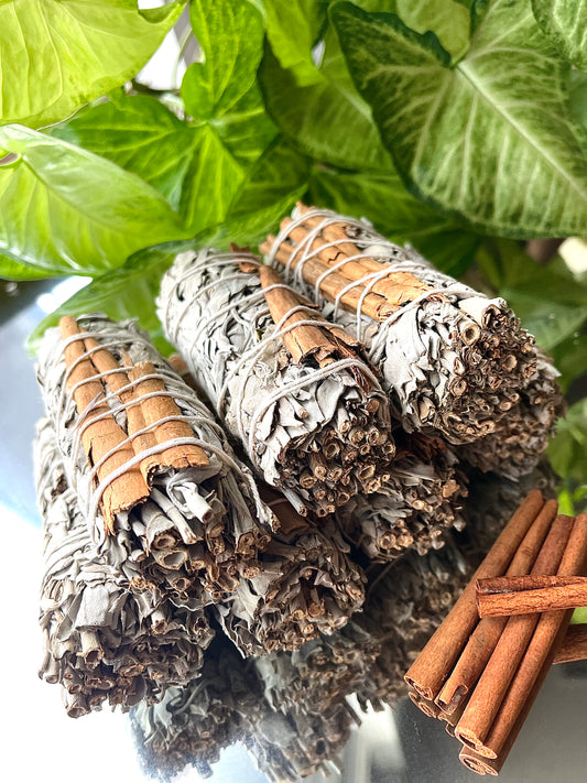 Cinnamon White Sage 4 inch Smudge Stick